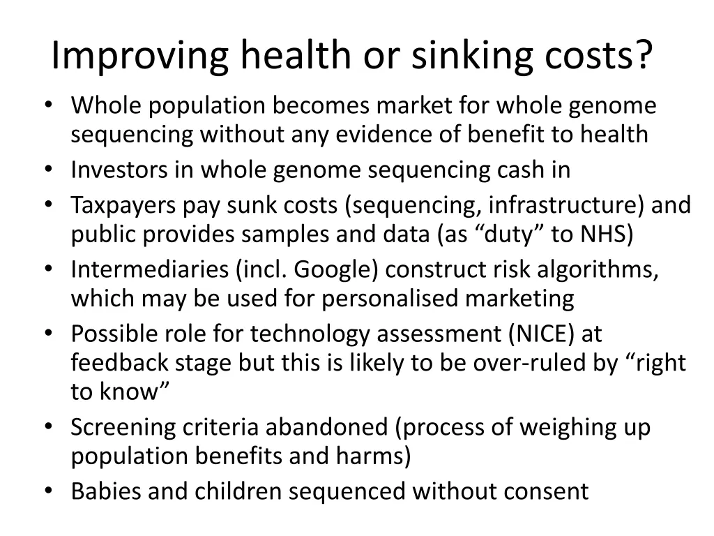 improving health or sinking costs whole