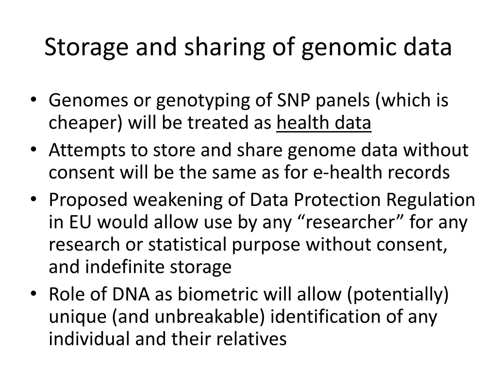 storage and sharing of genomic data