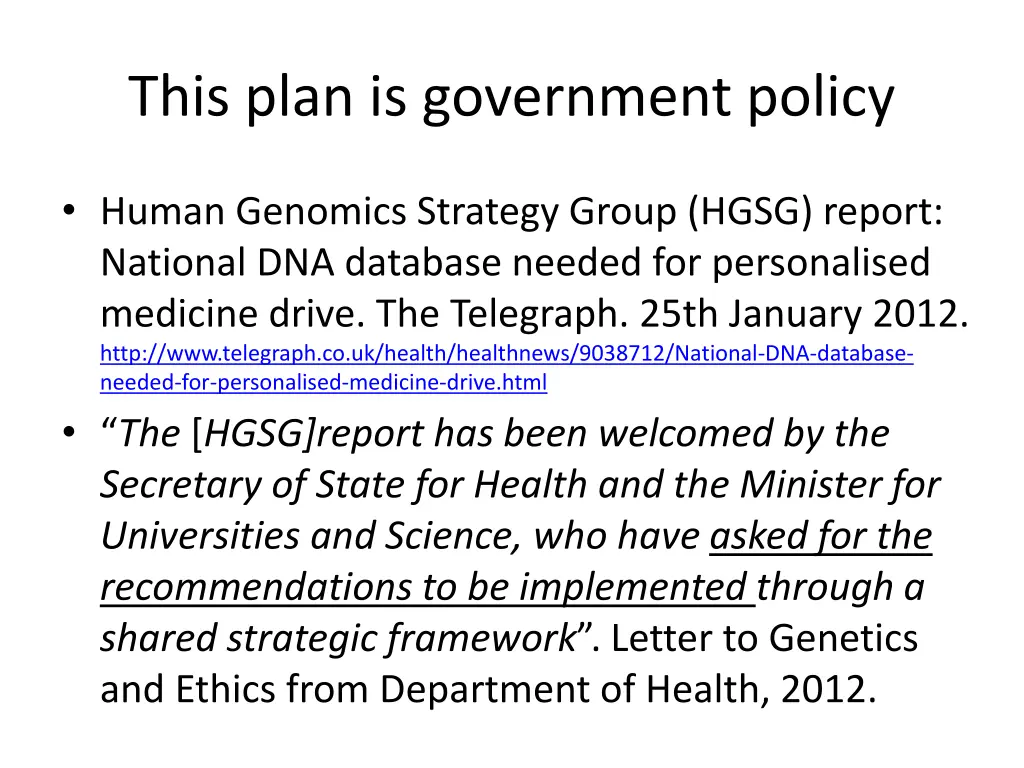 this plan is government policy