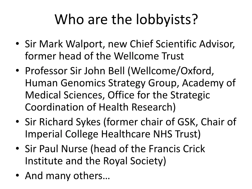 who are the lobbyists
