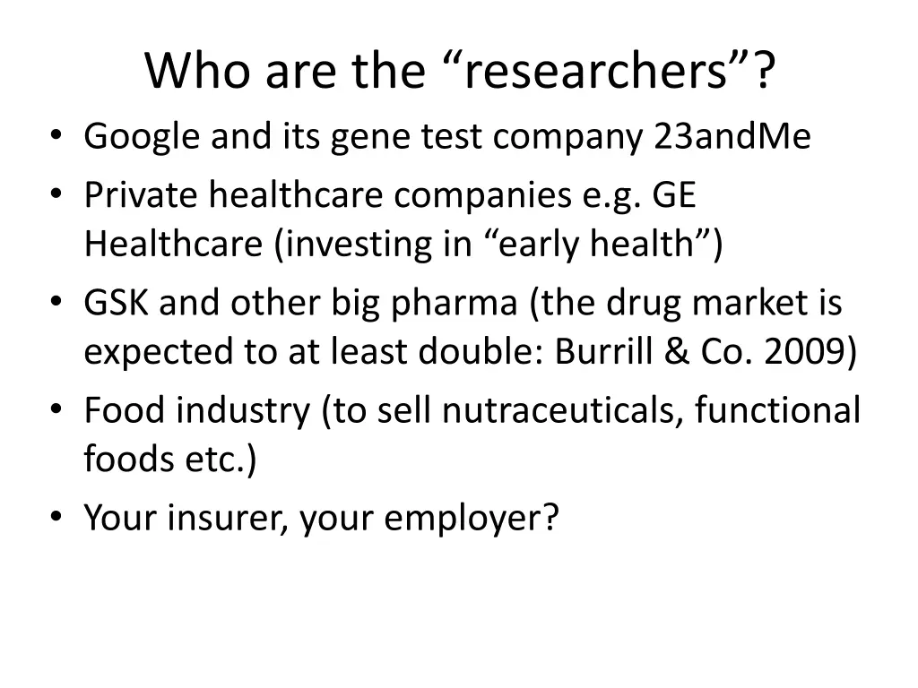who are the researchers google and its gene test