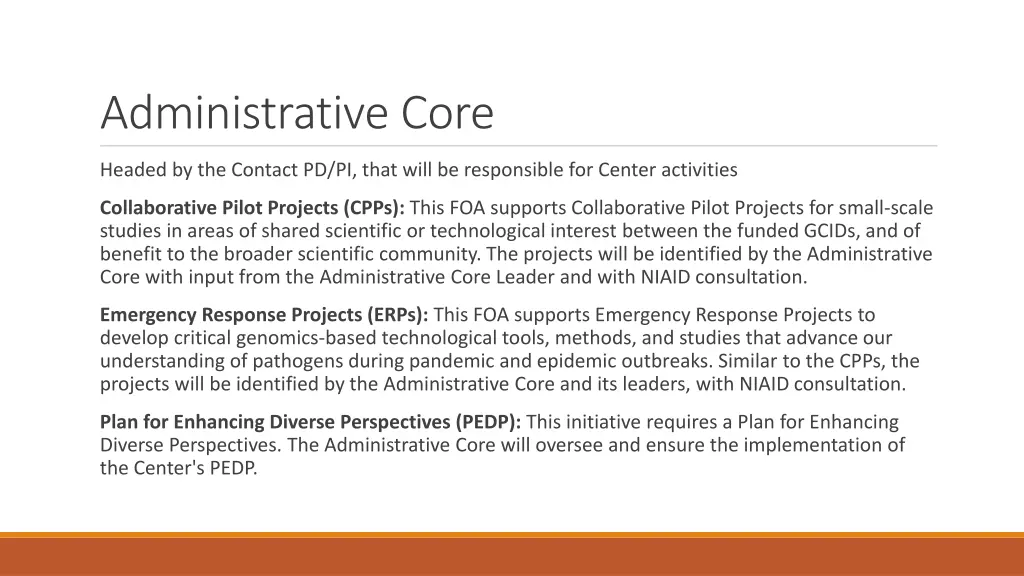 administrative core