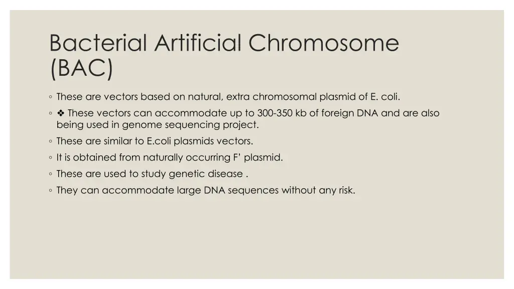 bacterial artificial chromosome bac