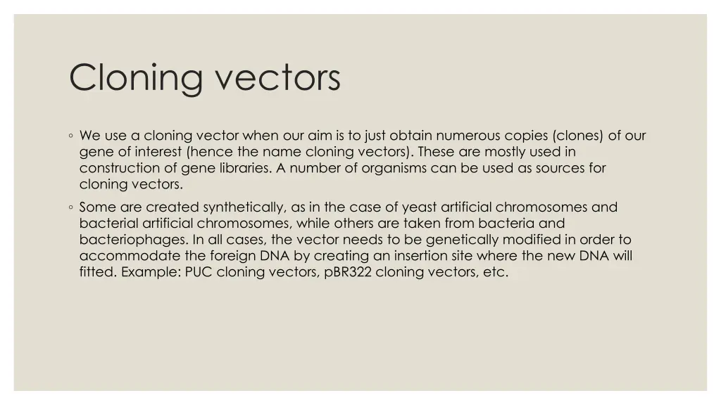 cloning vectors