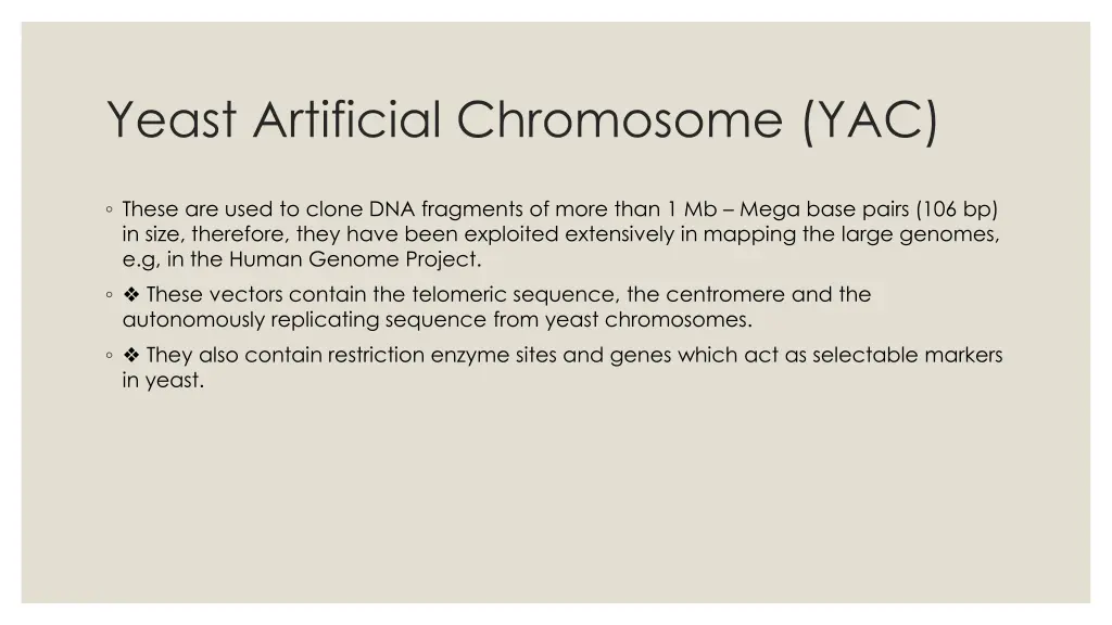 yeast artificial chromosome yac