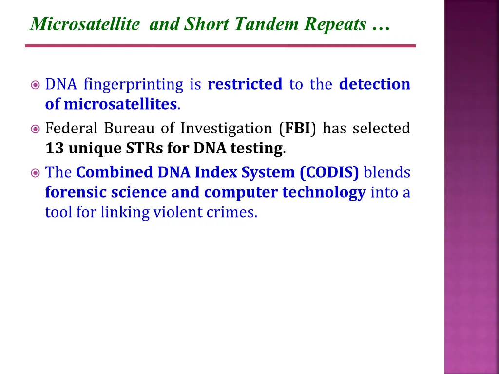 microsatellite and short tandem repeats 1