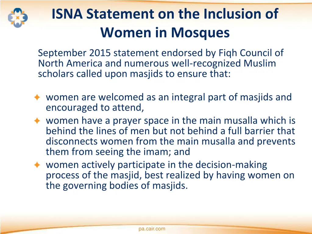 isna statement on the inclusion of women