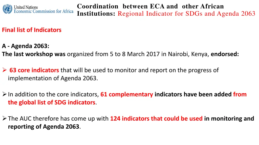 coordination between eca and other african