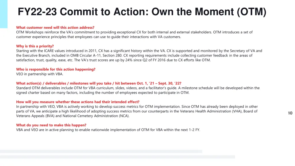 fy22 23 commit to action own the moment otm