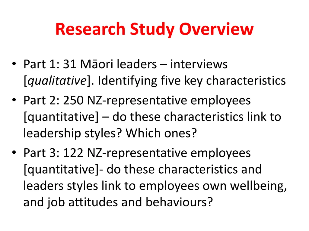 research study overview