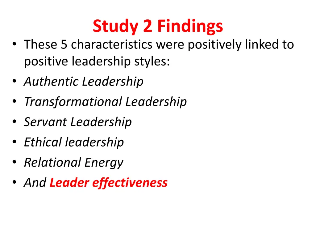 study 2 findings