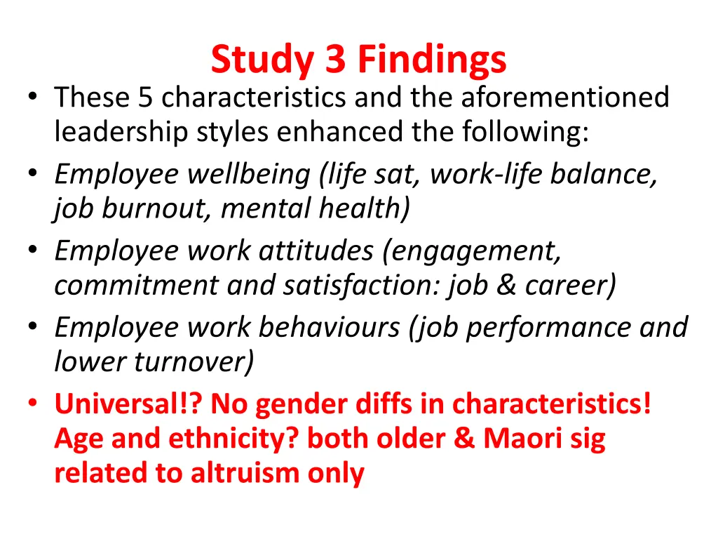 study 3 findings