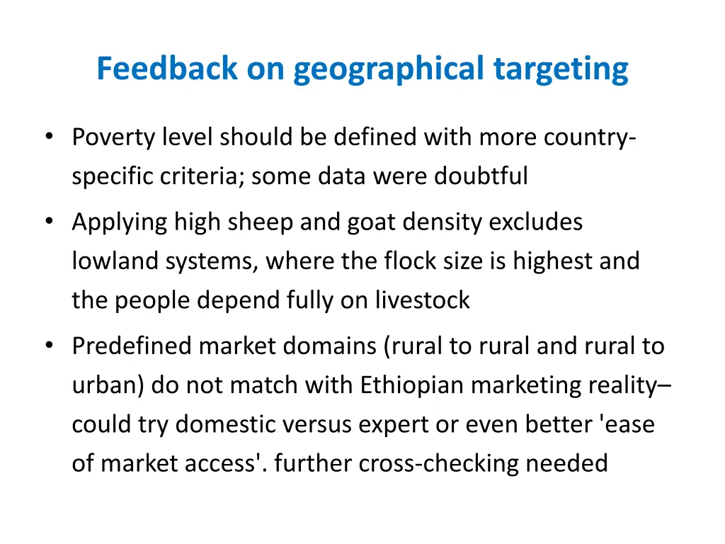 feedback on geographical targeting