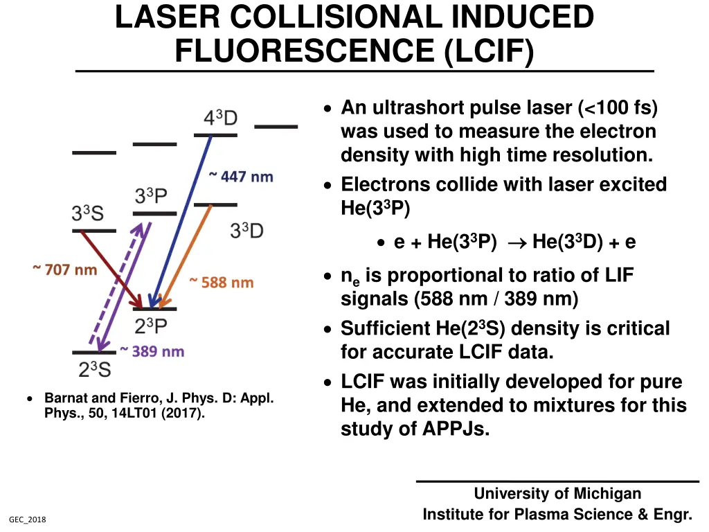 laser collisional induced fluorescence lcif