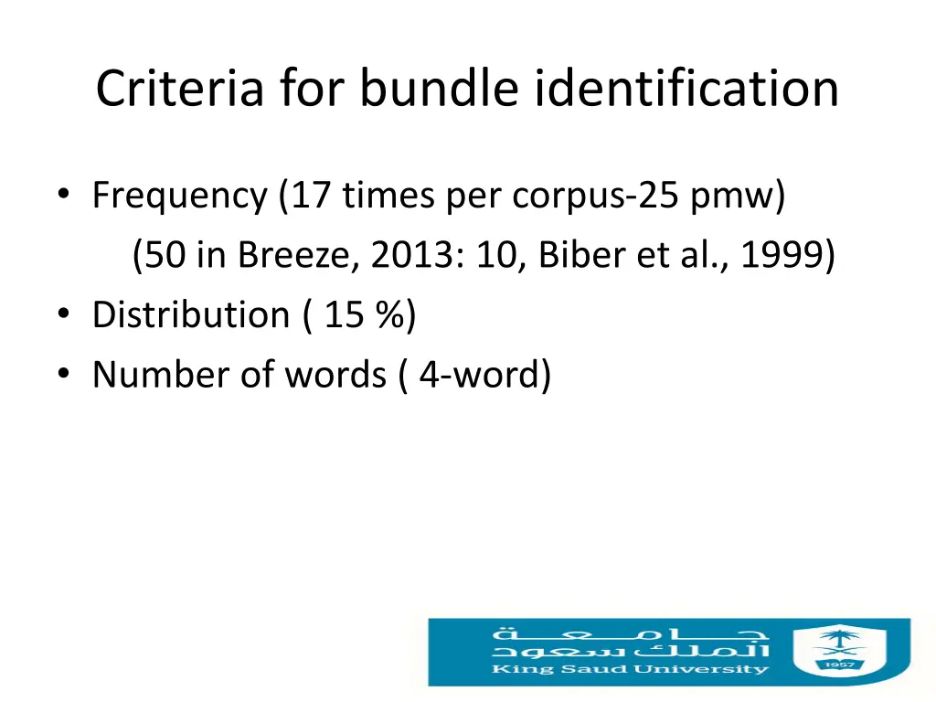 criteria for bundle identification