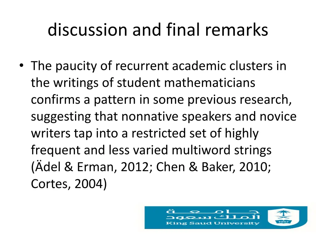 discussion and final remarks