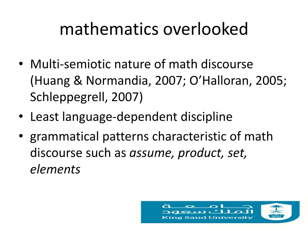 mathematics overlooked
