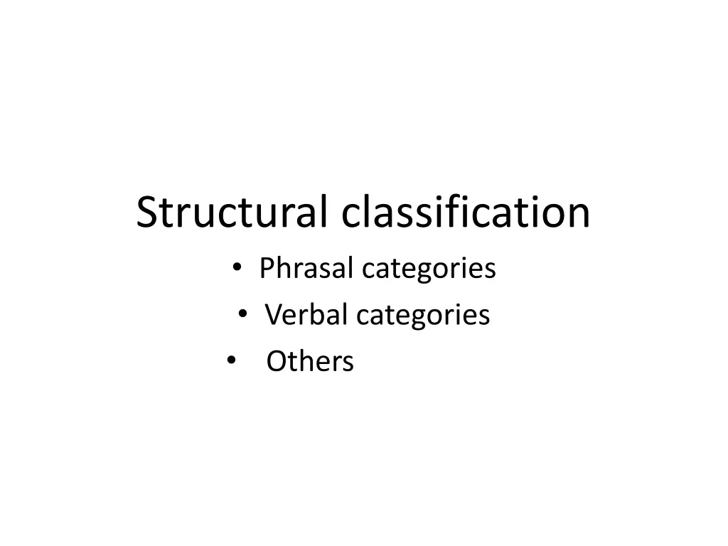 structural classification phrasal categories