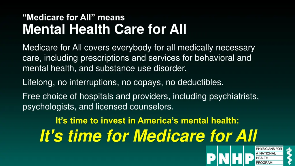 medicare for all means mental health care for all 1