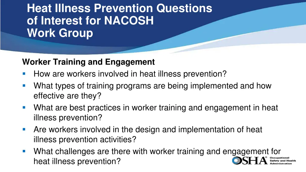 heat illness prevention questions of interest 5
