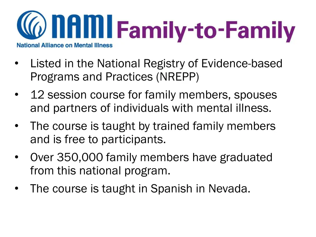 listed in the national registry of evidence based