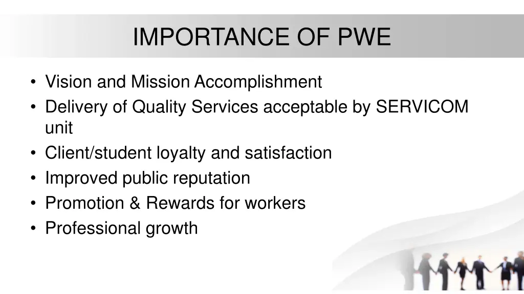importance of pwe