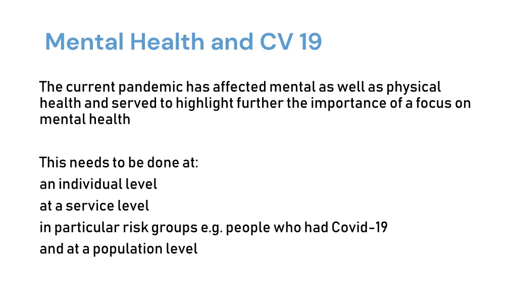 mental health and cv 19