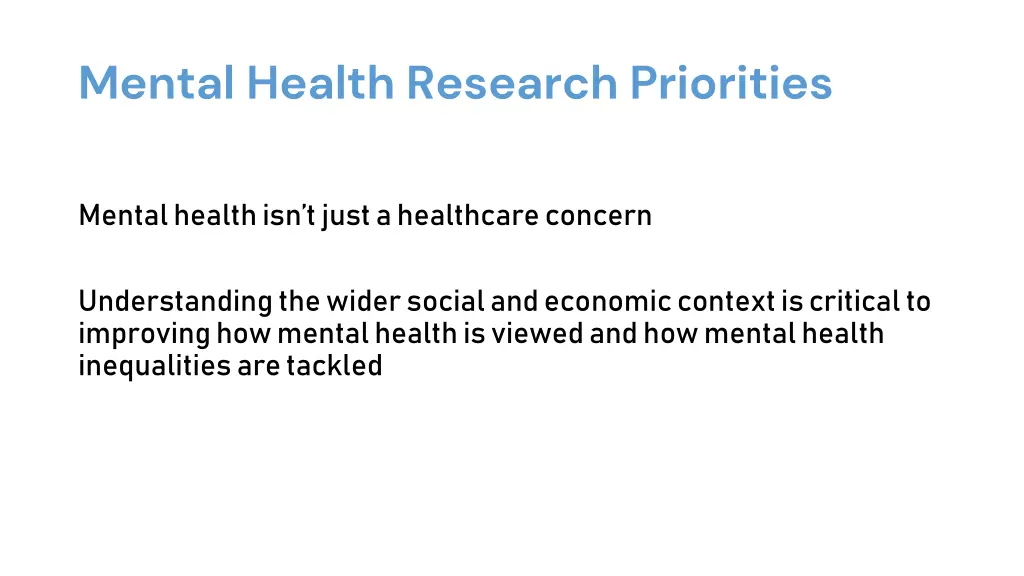 mental health research priorities