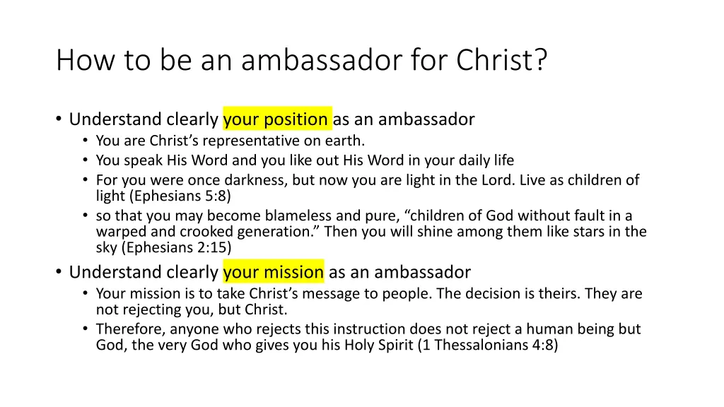 how to be an ambassador for christ