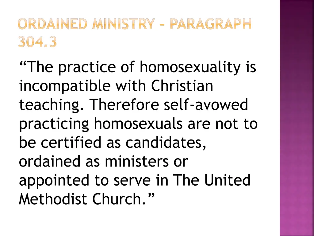 ordained ministry paragraph 304 3 the practice