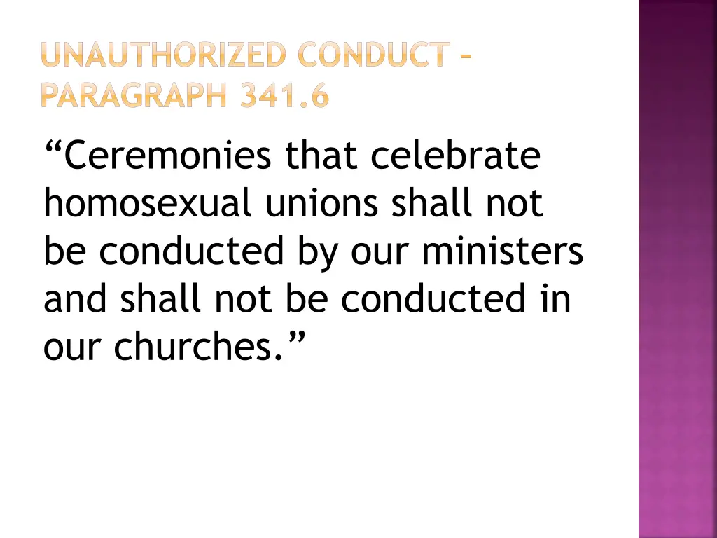 unauthorized conduct paragraph 341 6 ceremonies