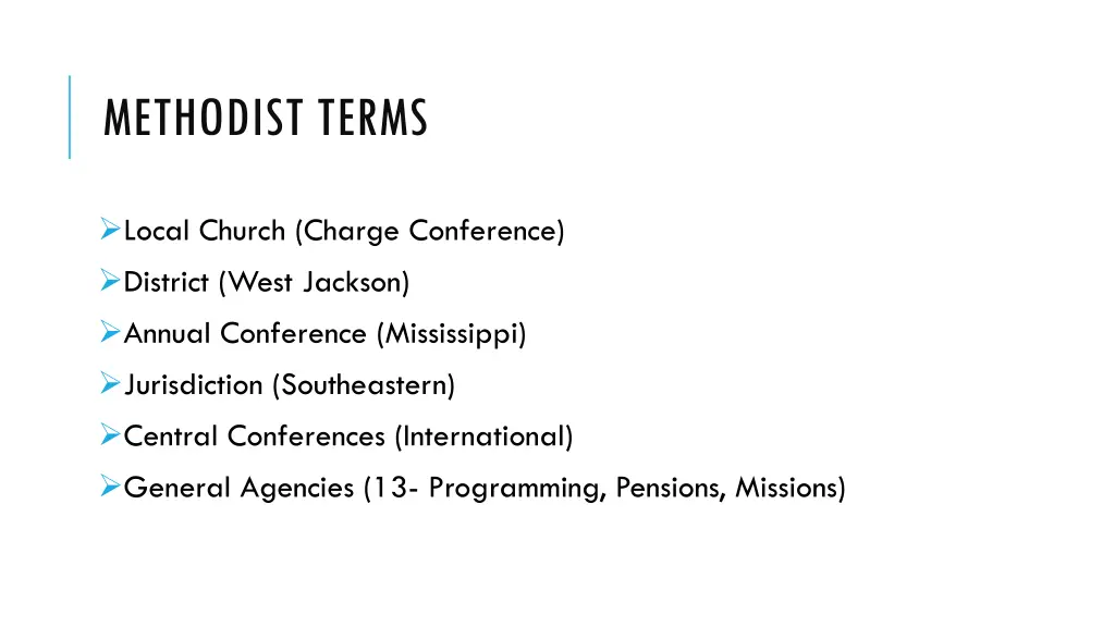 methodist terms