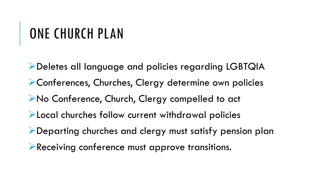 one church plan