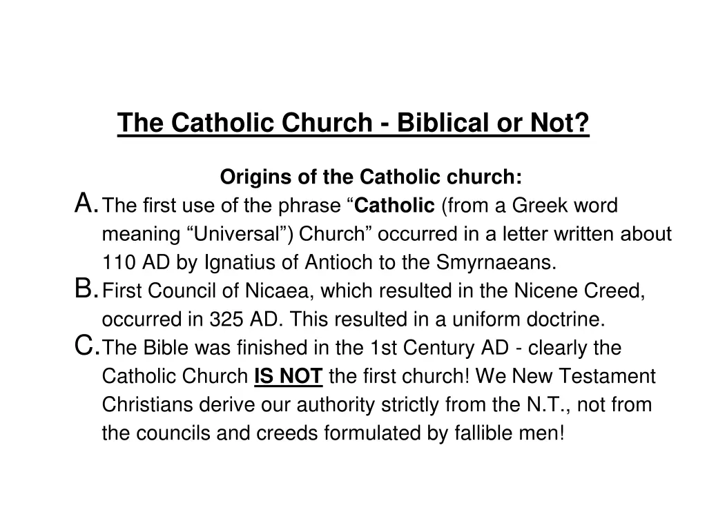 the catholic church biblical or not 2