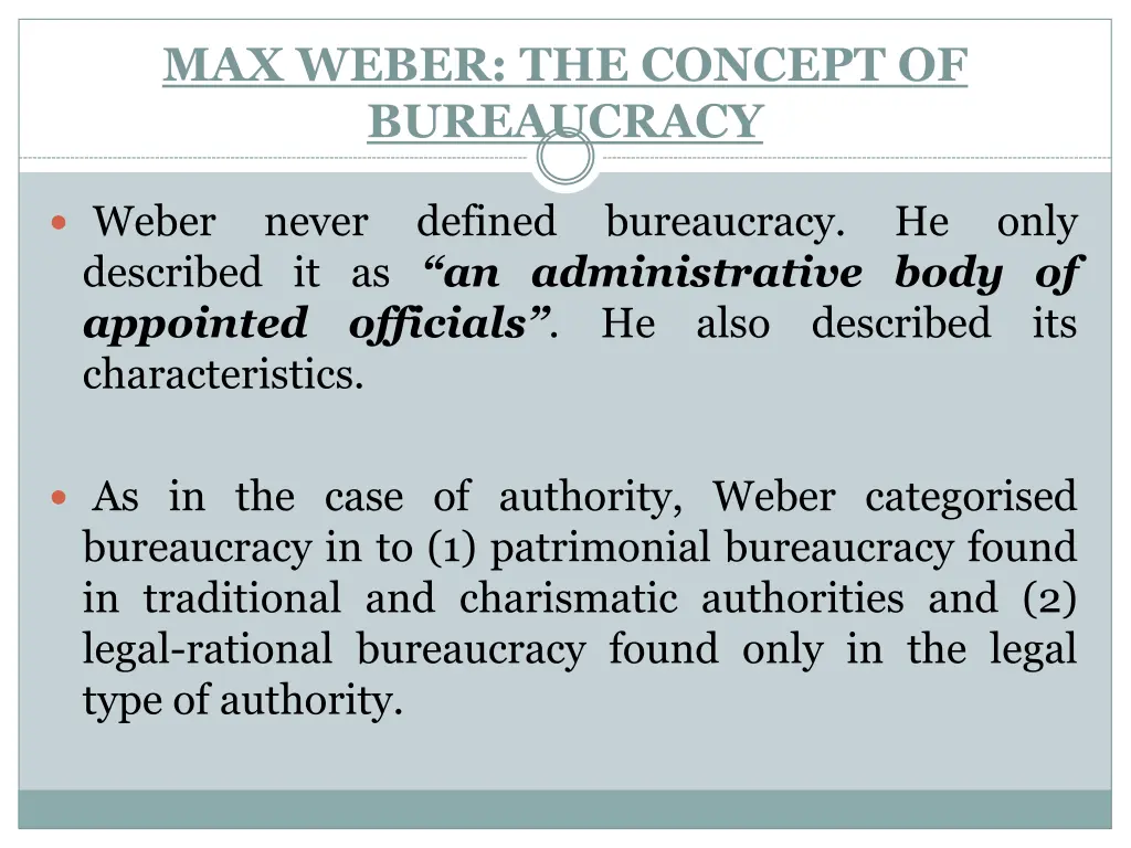 max weber the concept of bureaucracy