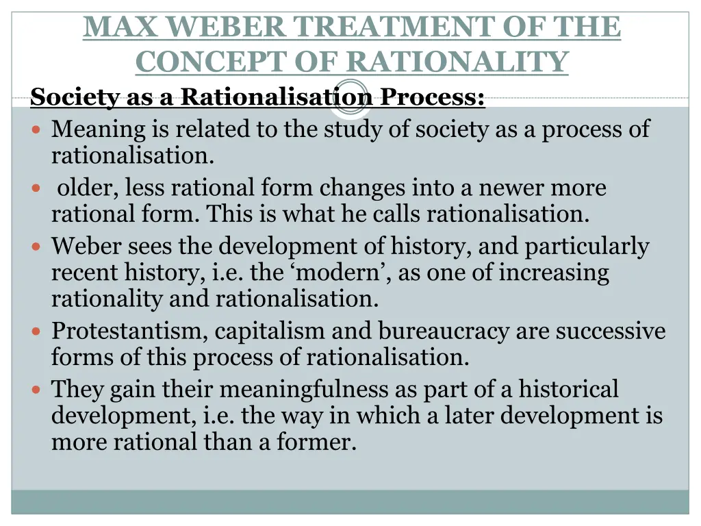 max weber treatment of the concept of rationality