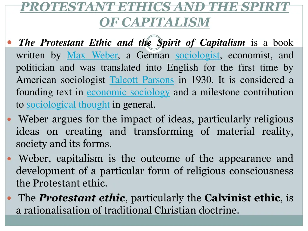 protestant ethics and the spirit of capitalism