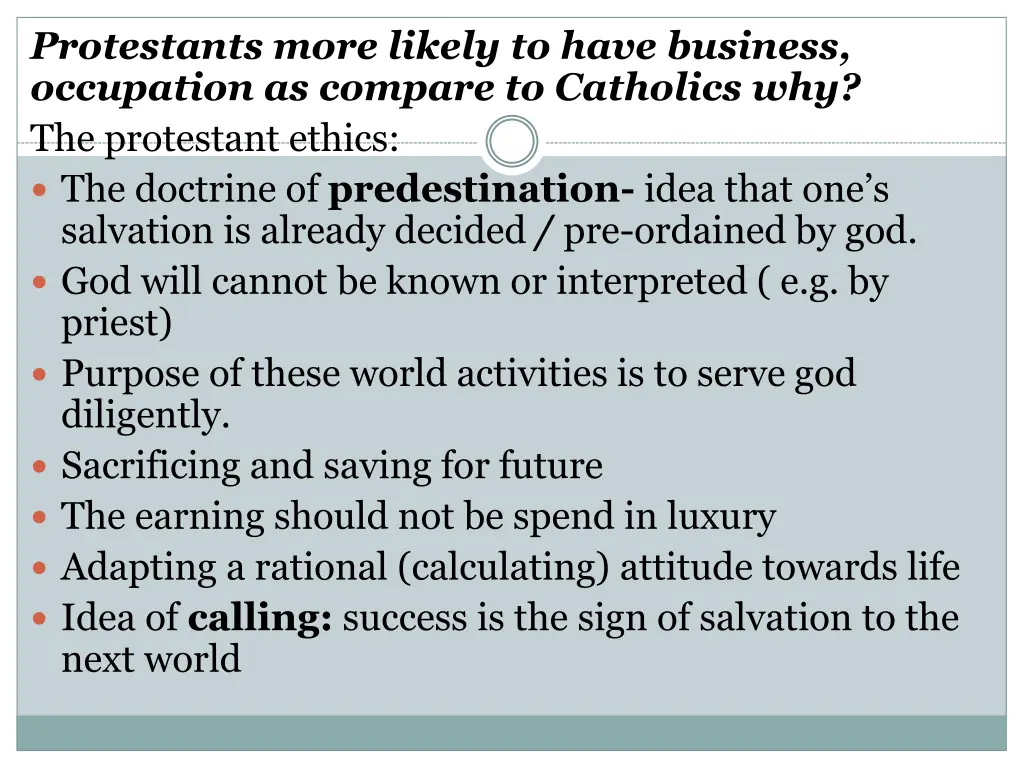 protestants more likely to have business