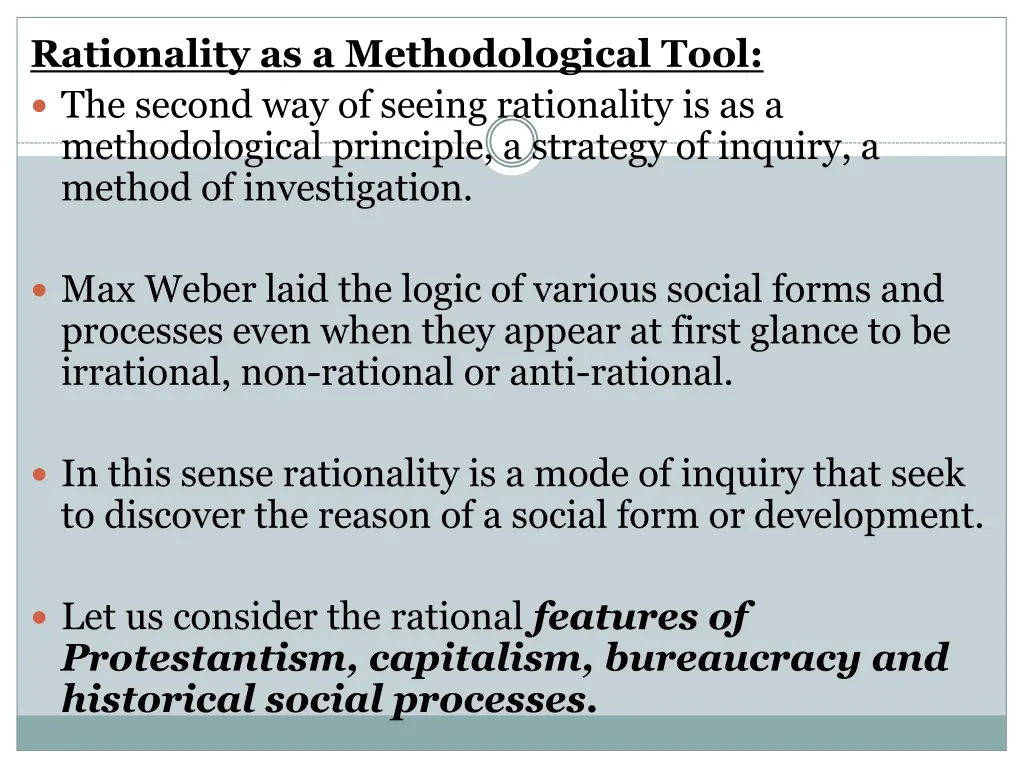 rationality as a methodological tool the second