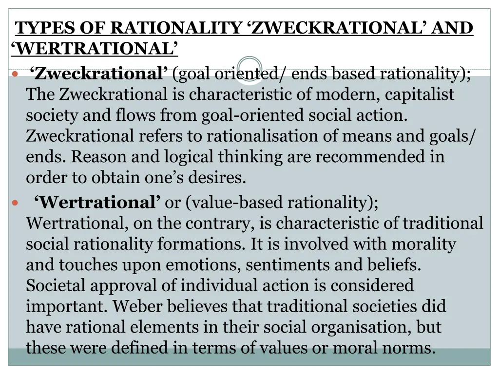 types of rationality zweckrational 1