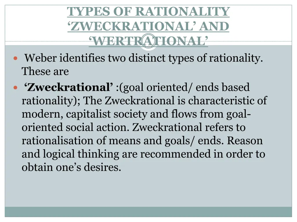 types of rationality zweckrational
