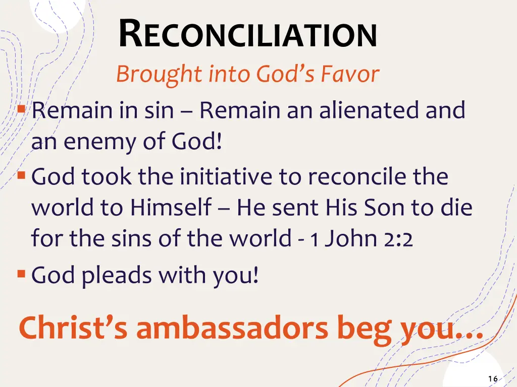 r econciliation brought into god s favor