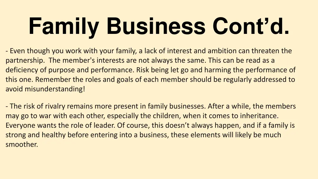 family business c ont d