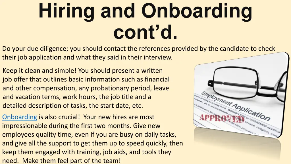 hiring and onboarding cont d