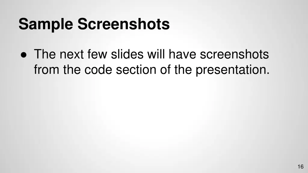 sample screenshots
