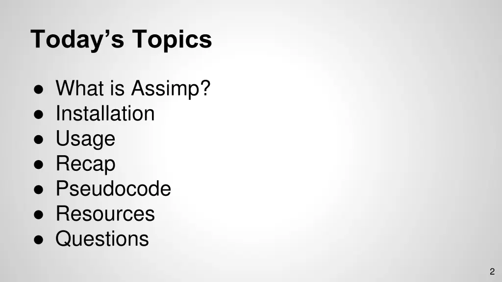 today s topics