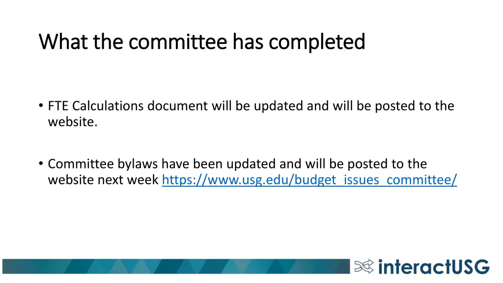 what the committee has completed what