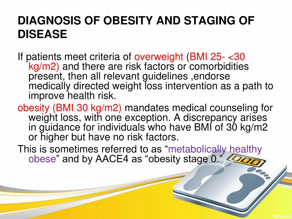 diagnosis of obesity and staging of disease