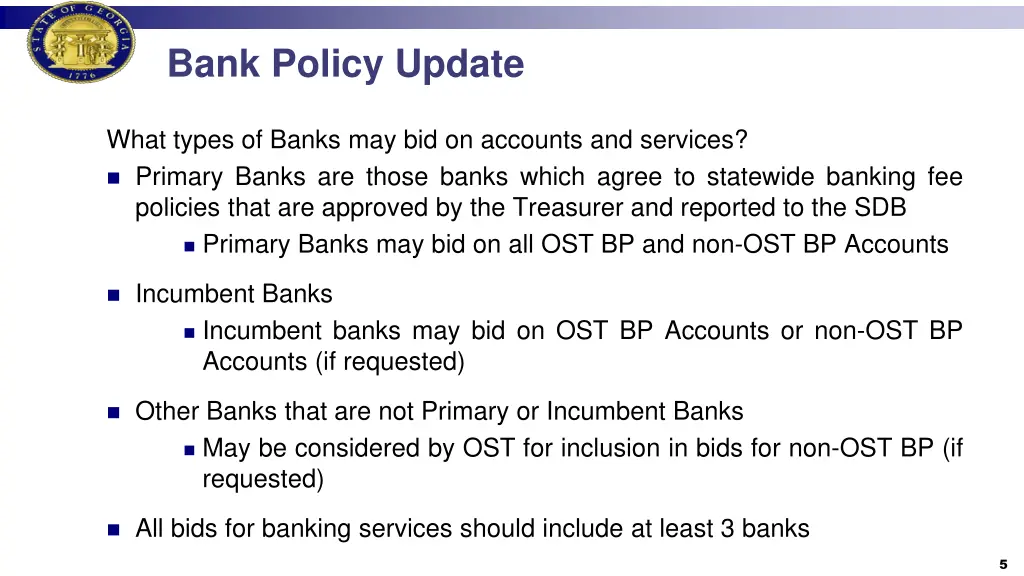 bank policy update 2