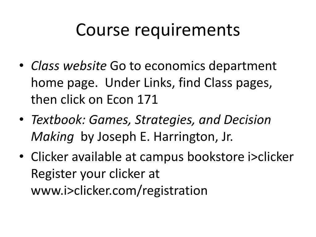 course requirements